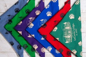 six leconte lodge bandanas in different colors