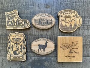 six wooden magnets